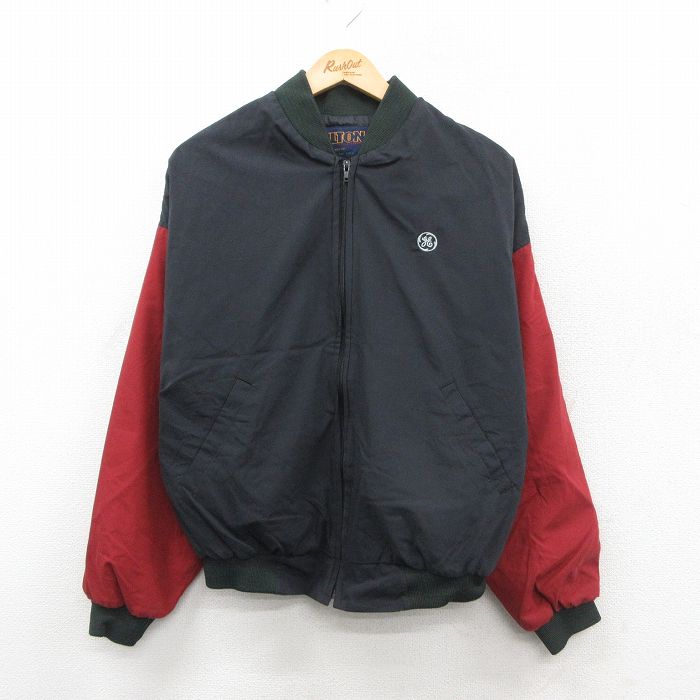 L★古着 ヒルトン 長袖 ジャケット メンズ 90年代 90s ゼネラルエレクトリック ツートンカラー USA製 黒他【spe】 26jan13