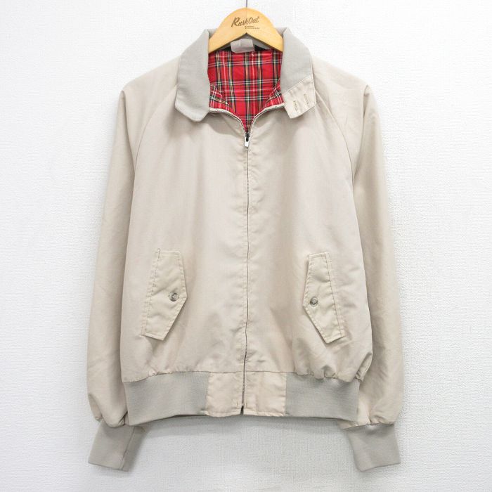 XL★古着 長袖 ジャケット スイングトップ メンズ 90年代 90s ラグラン USA製 ベージュ 26jan21