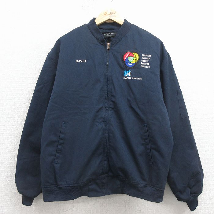 XL★古着 長袖 ジャケット メンズ 00年代 00s マトリックスサービス USA製 紺 内側キルティング 26jan24