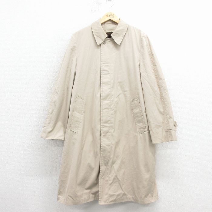L★古着 ロンドンフォグ ステンカラー コート メンズ 90年代 90s ロング丈 USA製 薄ベージュ 内側ボア【spe】 26jan24