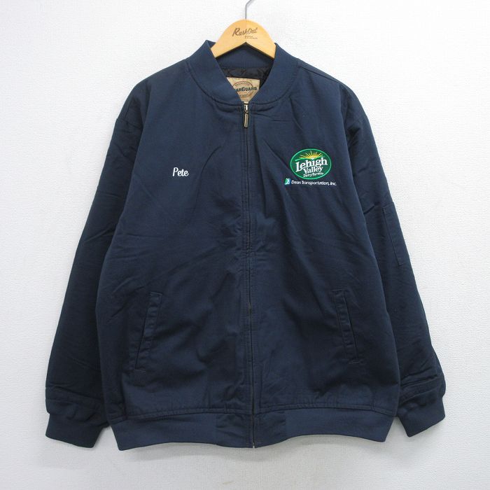 XL★古着 Wear Guard 長袖 ワーク ジャケット メンズ 00年代 00s Lehigh 大きいサイズ 濃紺 内側キルティング 26jan27
