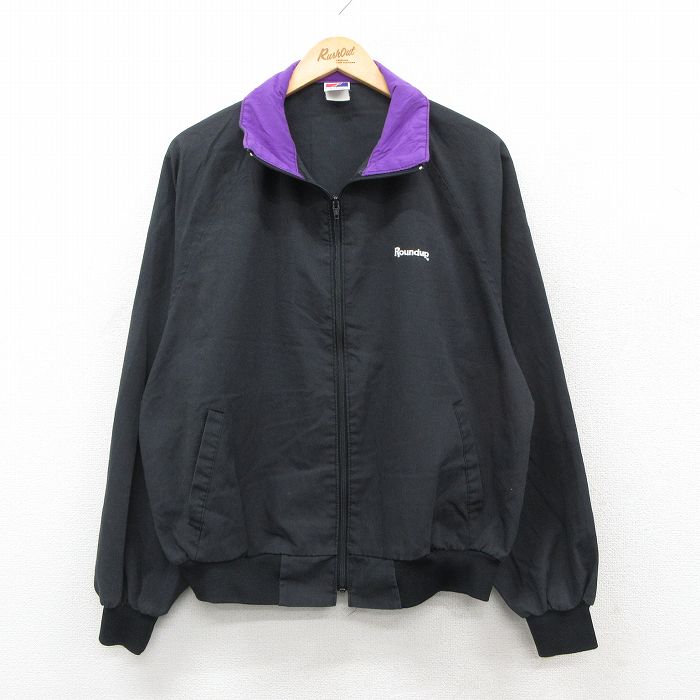XL★古着 スイングスター 長袖 ジャケット メンズ 90年代 90s Round up ラグラン USA製 黒他 26jan30