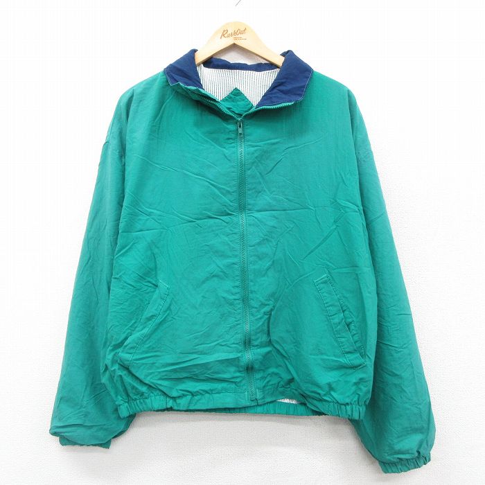 XL★古着 Dunbrooke 長袖 ナイロン ジャケット メンズ 90年代 90s 大きいサイズ 青緑 内側メッシュ 26jan30