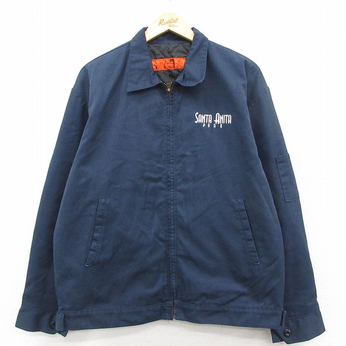 XL★古着 レッドキャップ 長袖 ワーク ジャケット メンズ 00年代 00s SANTA ANITA 大きいサイズ 紺 内側キルティング 26feb06