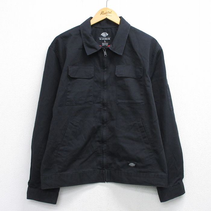 XL★古着 ディッキーズ 長袖 ジャケット メンズ 黒 26feb10