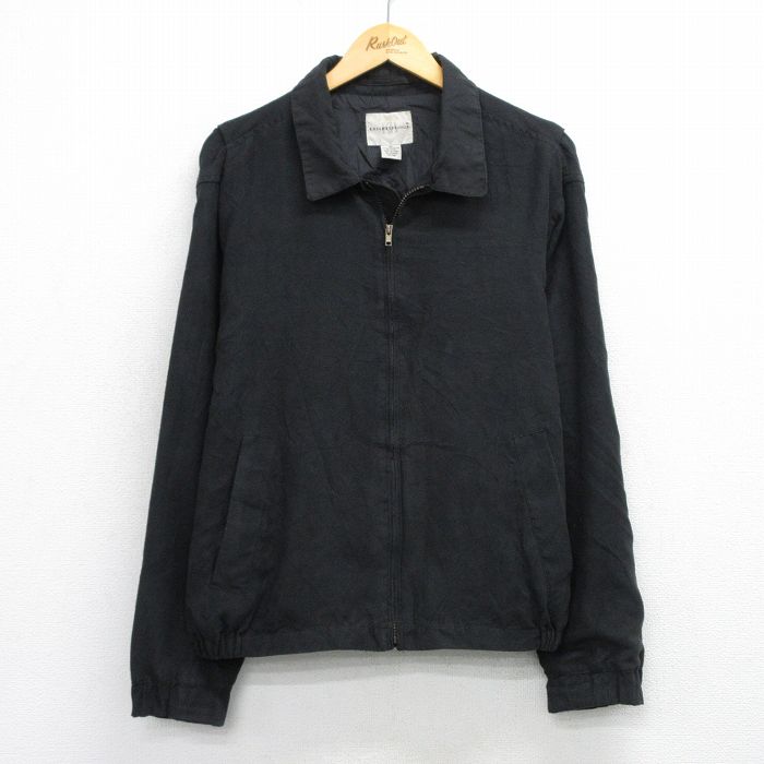 XL★古着 長袖 ジャケット スイングトップ メンズ 黒 26feb10
