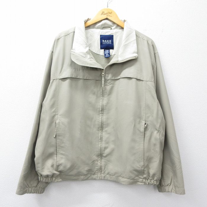 XL★古着 ベーシックエディションズ 長袖 ジャケット メンズ 大きいサイズ ベージュ系 内側メッシュ 26feb10