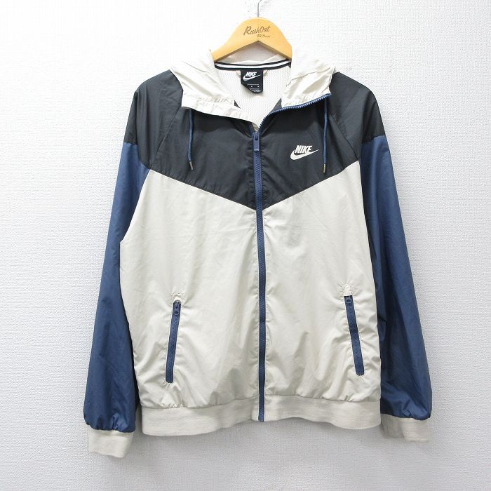L★古着 ナイキ NIKE 長袖 ジャケット パーカー メンズ ワンポイントロゴ ラグラン 白他 内側メッシュ 26feb10