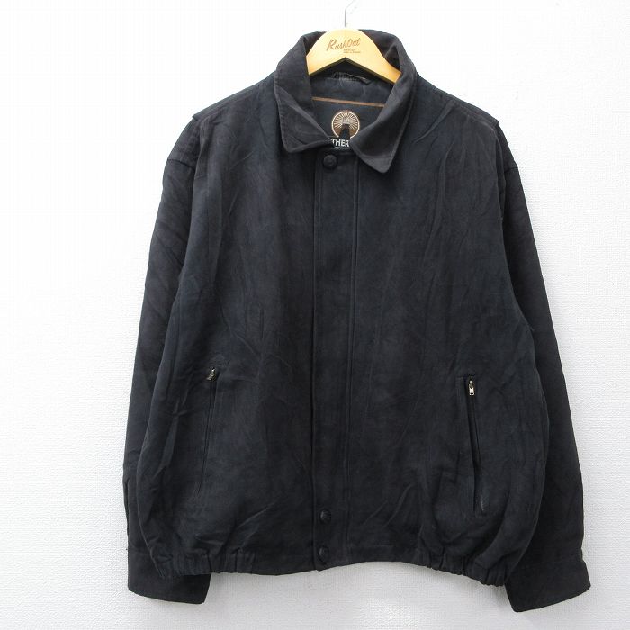 XL★古着 長袖 ジャケット メンズ 大きいサイズ 黒 26feb10