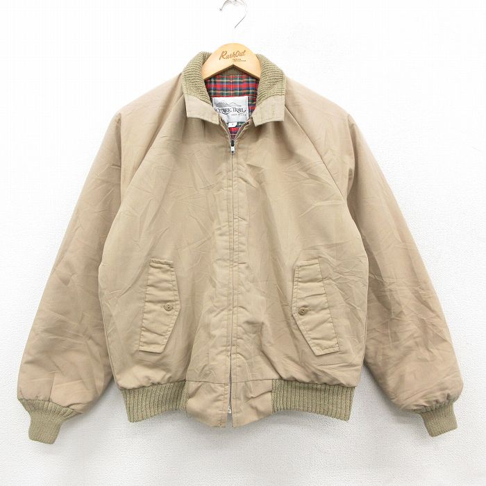 M★古着 長袖 ジャケット メンズ 90年代 90s USA製 ベージュ他 内側キルティング 26feb17