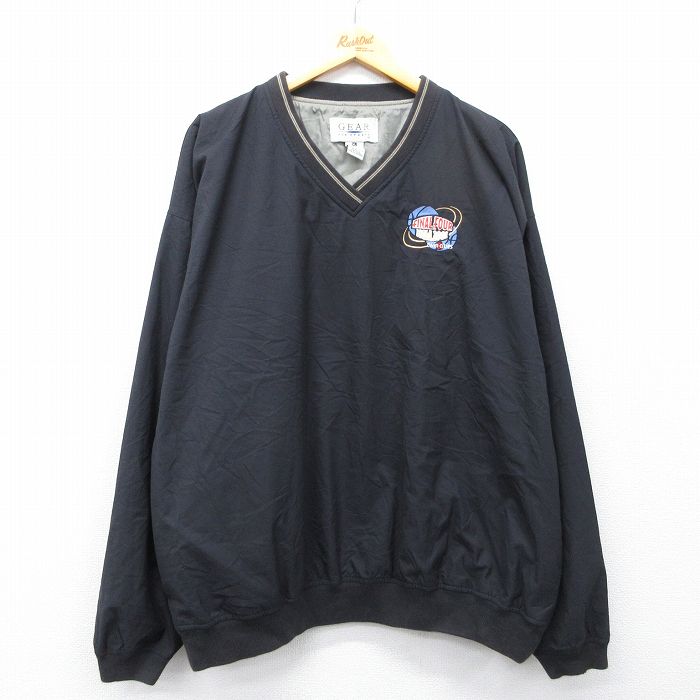 XL★古着 長袖 ジャケット メンズ 00年代 00s NCAA 大きいサイズ Vネック 黒 26feb20