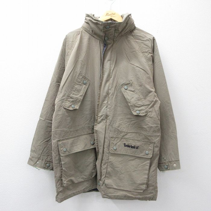 XL★古着 ティンバーランド 長袖 ジャケット メンズ 00年代 00s ワンポイントロゴ ラグラン ロング丈 ベージュ系 26feb25