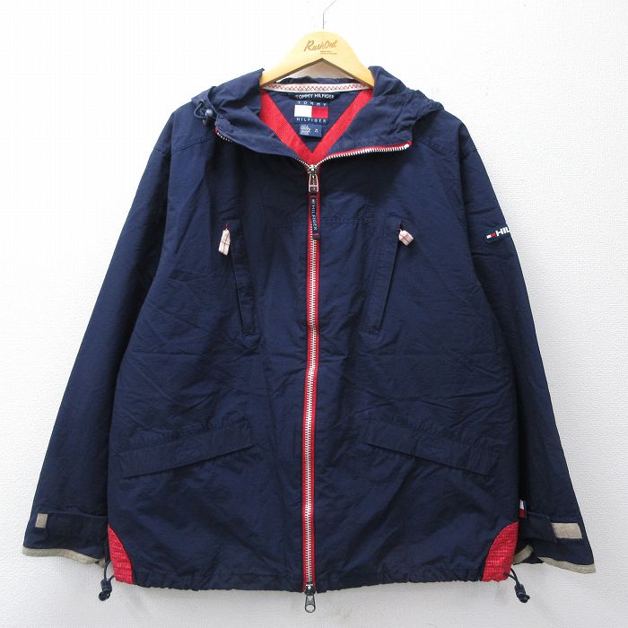 トミーヒルフィガー 90s 長袖ジャケット 内側メッシュ ネイビー XL | 古着