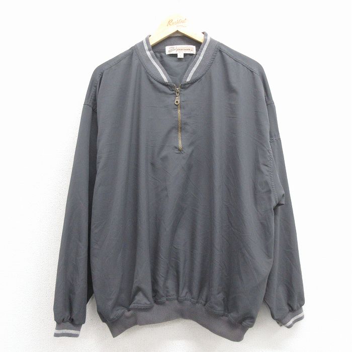 XL★古着 長袖 ハーフジップ ジャケット メンズ 00年代 00s チェイス銀行 USA製 濃グレー 26mar05