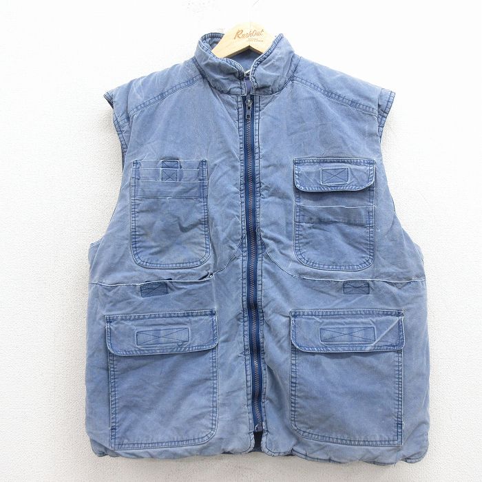L★古着 バンヒューセン ベスト メンズ 00年代 00s コットン 薄紺 26mar05