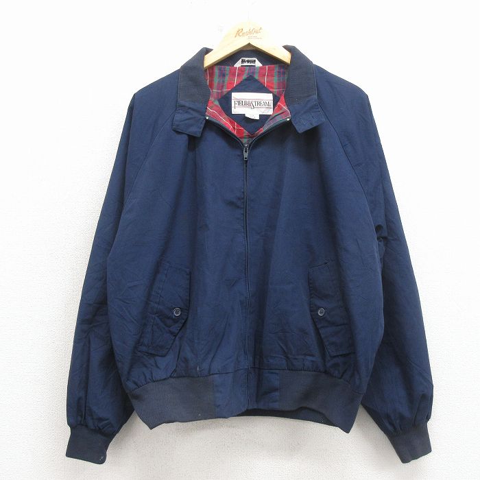 XL★古着 長袖 ジャケット スイングトップ メンズ 00年代 00s ラグラン 紺 26mar05