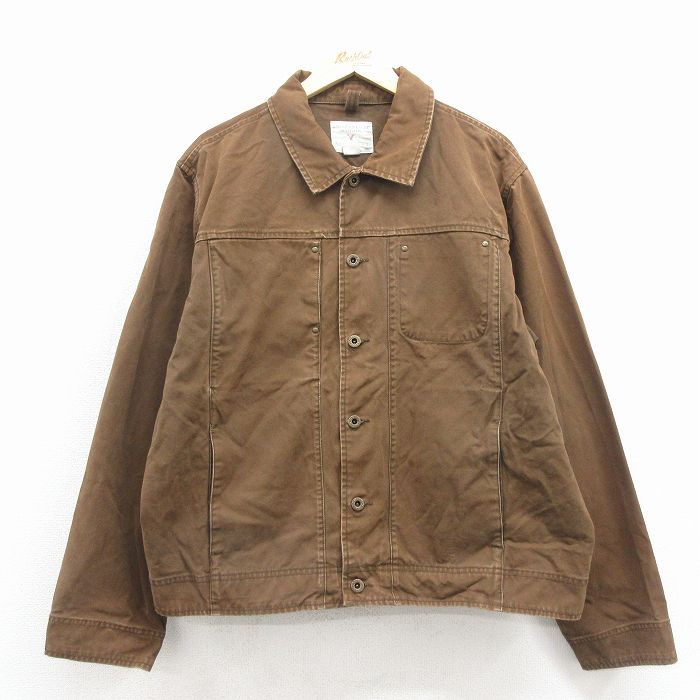 XL★古着 アメリカンイーグル 長袖 ジャケット メンズ ダック地 大きいサイズ コットン 茶 26mar05