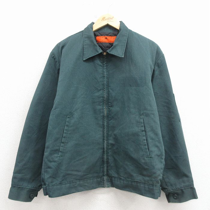 L★古着 レッドキャップ 長袖 ワーク ジャケット メンズ 90年代 90s USA製 タロン 緑 内側キルティング 26mar05