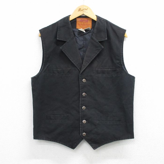 M★古着 ベスト メンズ 90年代 90s コットン USA製 黒 26mar06