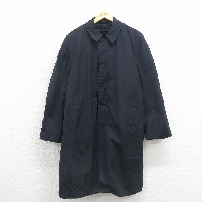 XL★古着 ペニーズ タウンクラフト 長袖 コート メンズ 70年代 70s 大きいサイズ ロング丈 紺 内側ボア【spe】 26mar09