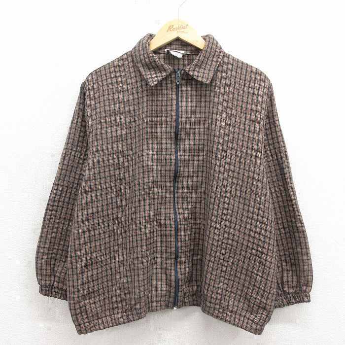 L★古着 長袖 ジャケット メンズ 90年代 90s USA製 タロン 茶他 チェック【spe】 26mar16