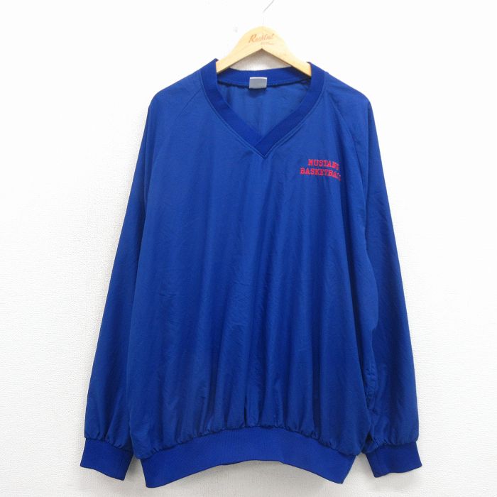 XL★古着 長袖 ジャケット メンズ 00年代 00s バスケットボール ラグラン USA製 青 26mar16