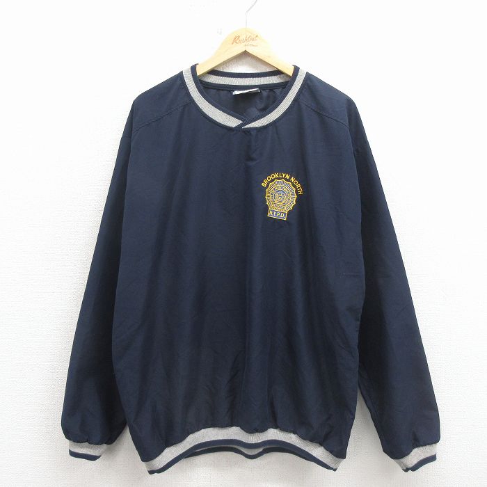 XL★古着 リー Lee 長袖 ジャケット メンズ 90年代 90s ブルックリン 大きいサイズ USA製 紺系他 26mar16