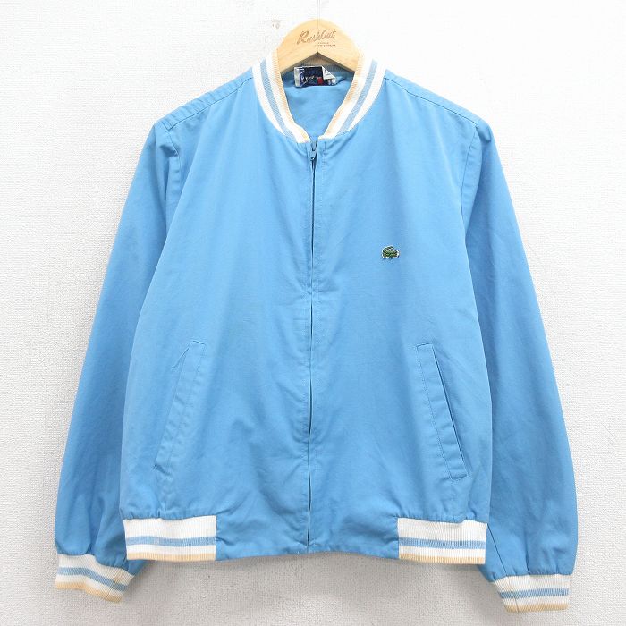 L★古着 ラコステ LACOSTE IZOD 長袖 ブランド ジャケット メンズ 90年代 90s ワンポイントロゴ 水色 26mar24