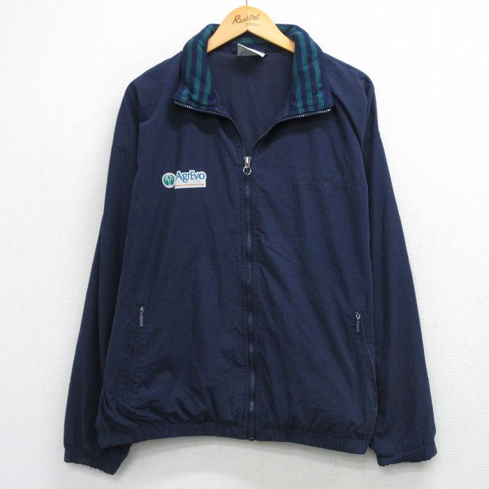 XL★古着 アディダス adidas 長袖 ジャケット メンズ 90年代 90s ワンポイントロゴ Agr Evo 大きいサイズ 紺他 26apr01