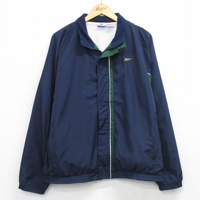 XL★古着 リーボック 長袖 ジャケット メンズ 00年代 00s ワンポイントロゴ ラグラン 紺他 内側メッシュ 26apr01
