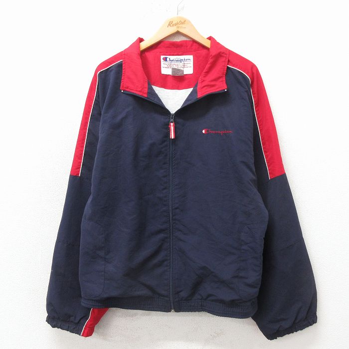 チャンピオン 00s 長袖ジャケット ワンポイントロゴ ネイビー メンズXL相当 | 古着