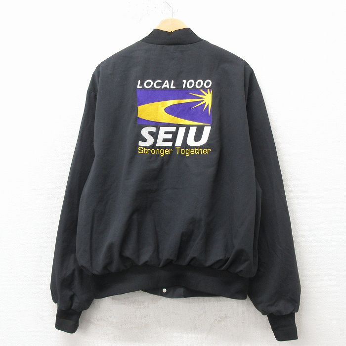 SEIU 90s ジャケット 刺繍 ブラック XL | 古着