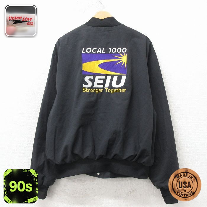 【20%OFF】SEIU 90s ジャケット 刺繍 ブラック メンズXL相当 | 古着