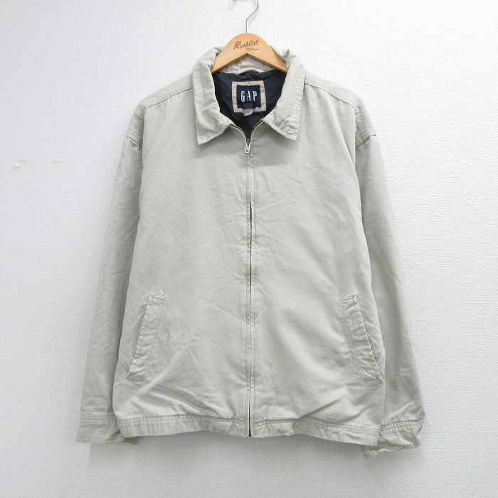 XL★古着 ギャップ GAP 長袖 ジャケット スイングトップ メンズ 00年代 00s 大きいサイズ コットン ベージュ 26apr07