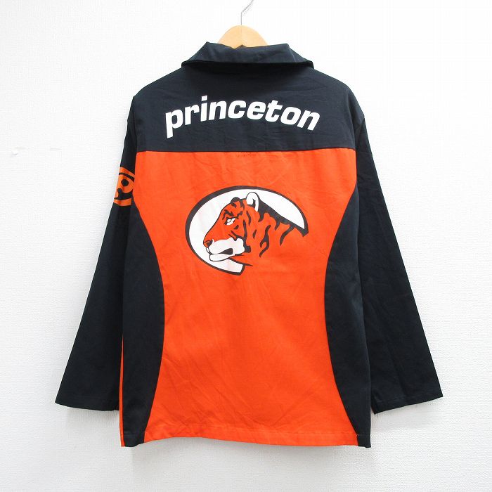 XL★古着 長袖 ジャケット メンズ 90年代 90s Princeton 大きいサイズ コットン USA製 黒他 26apr07