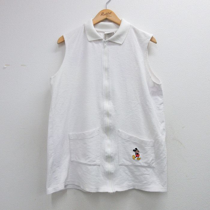 M★古着 ベスト メンズ 90年代 90s ディズニー ミッキー コットン USA製 白 26apr07