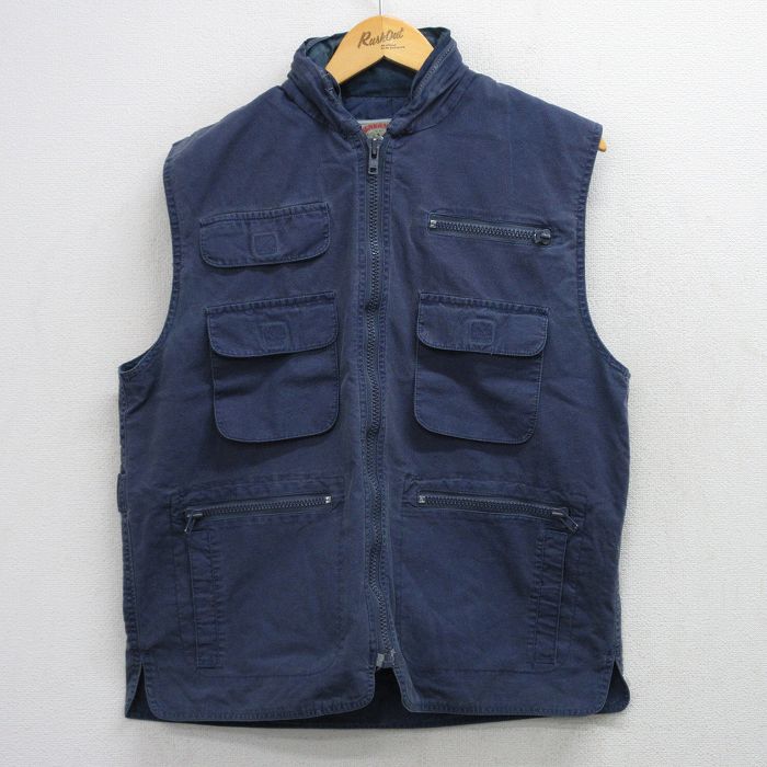 L★古着 バナナリパブリック サファリ ベスト メンズ 80年代 80s コットン 紺 26apr22