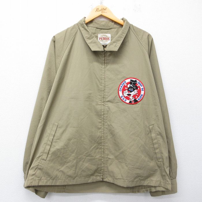 XL★古着 長袖 ジャケット スイングトップ メンズ 80年代 80s CHASER NAPA ラグラン 大きいサイズ USA製 タロン ベージュ 26apr22