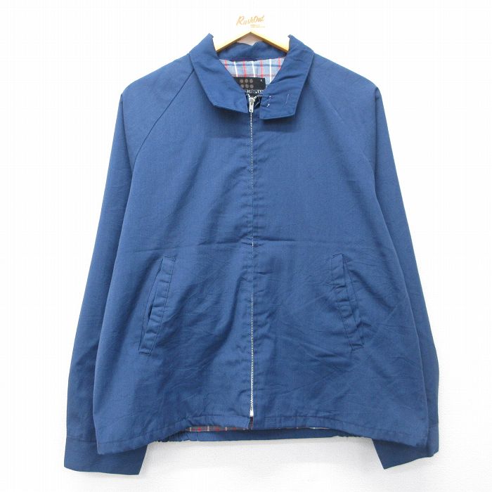 XL★古着 長袖 ジャケット スイングトップ メンズ 70年代 70s ラグラン タロン 紺 26apr22