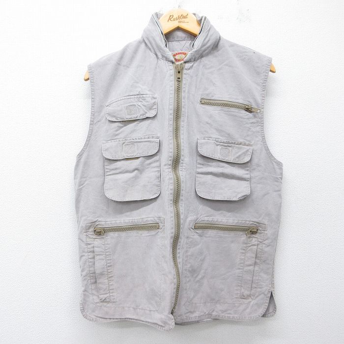 M★古着 バナナリパブリック サファリ ベスト メンズ 80年代 80s コットン グレー 26apr22