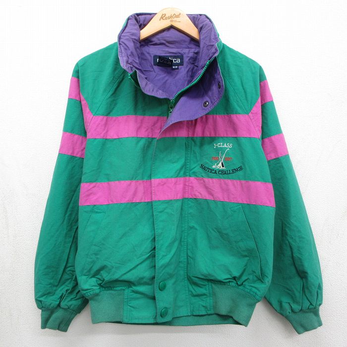 ノーティカ 90s ラグランジャケット ワンポイントロゴ グリーン L | 古着