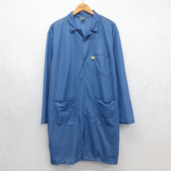 XL★古着 長袖 コート メンズ 90年代 90s ロング丈 USA製 ブルー 26jul06