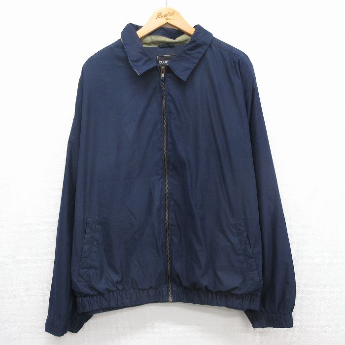 XL★古着 長袖 ジャケット メンズ 大きいサイズ ネイビー 26jul31