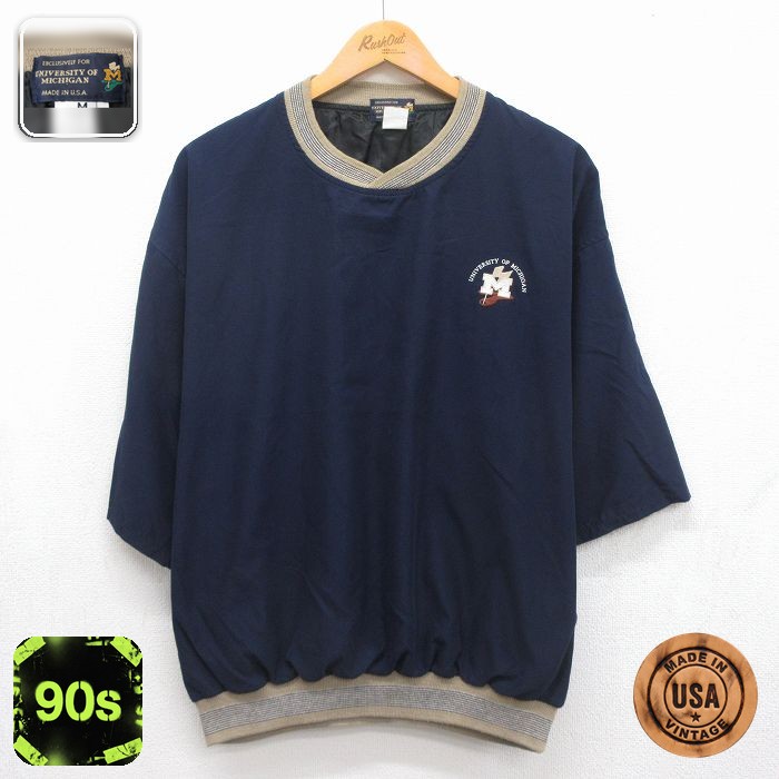 ミシガン大学 90s 半袖ジャケット ネイビー メンズXL相当 | 古着