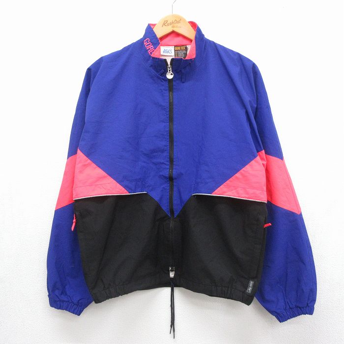 アシックス 90s 長袖ジャケット ビッグロゴ ブルー メンズL相当 | 古着