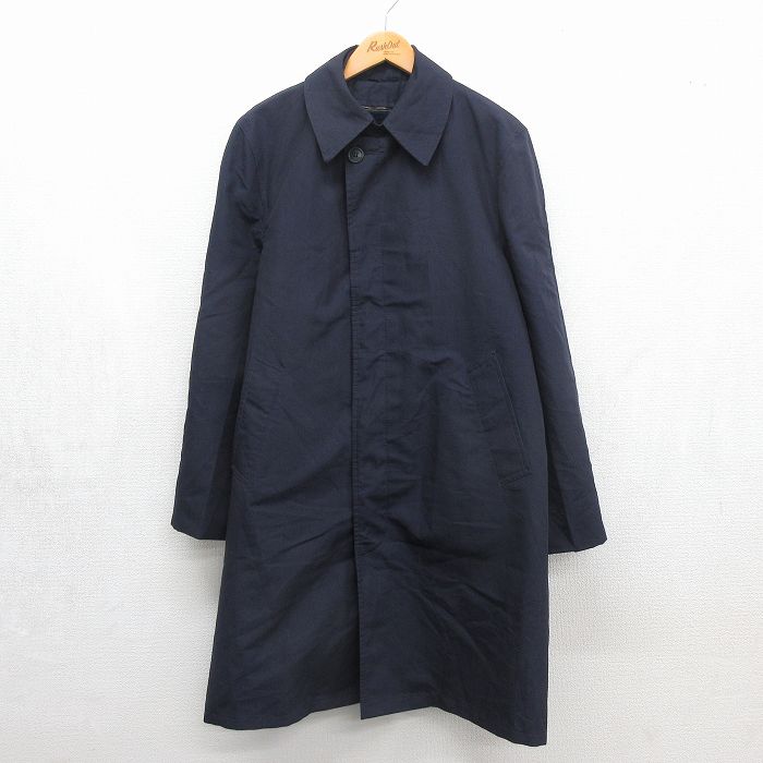 80s ロングコート 内側ボア ネイビー メンズL相当 | 古着