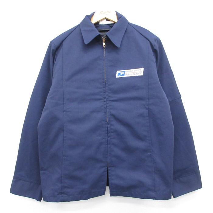 ジャケット フルジップ ワーク ネイビー メンズL相当 | 古着