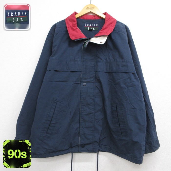 TRADER BAY 長袖 ジャケット 90s ネイビー メンズXL相当 | 古着
