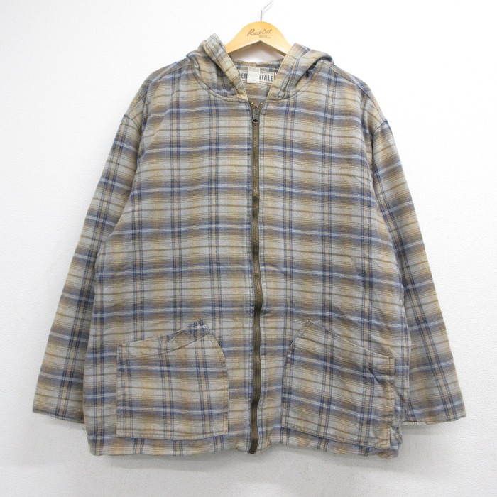 エアロポステール 90s 長袖パーカー ブラウンチェック XL | 古着 26aug27