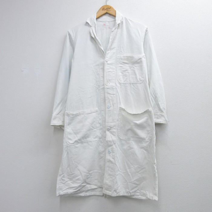 70s ショップコート 開襟 ホワイト M | 古着 26aug27